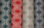 Preview: Dekostoff grafisches Muster Leinen Look rot (10 cm)