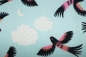 Preview: Designer- Baumwollstoff Parrot Play hellblau (10 cm)