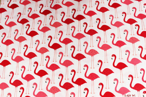 Designerbaumwolle Flamingo weiß (10 cm)