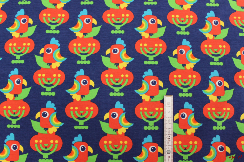 Stretch Jersey Parrots dunkelblau (10 cm)