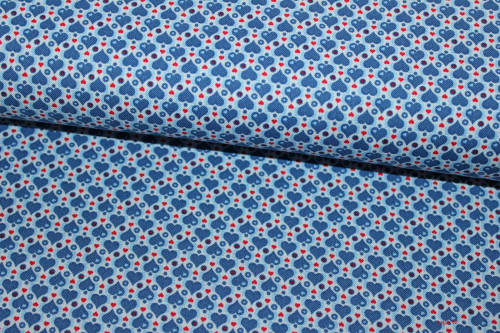 Baumwolle Julia Herzen blau/rot  (10 cm)