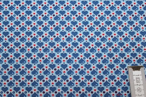 Baumwolle Julia Herzen blau/rot  (10 cm)