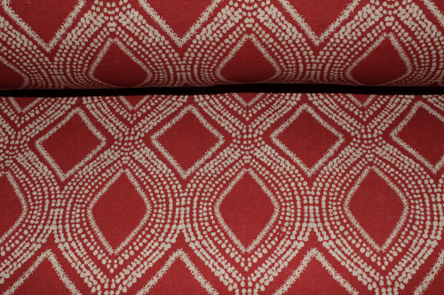 Dekostoff grafisches Muster Leinen Look rot (10 cm)
