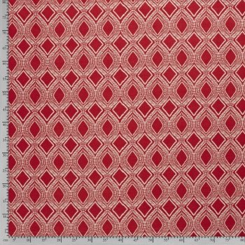 Dekostoff grafisches Muster Leinen Look rot (10 cm)