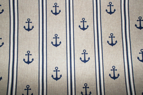 Dekostoff Anker und Streifen Leinen Look (10 cm)