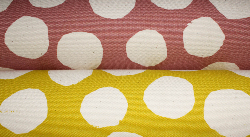 Kokka BaumwollcanvasTreflé Dots vintage dusty yellow/ natur (10 cm)