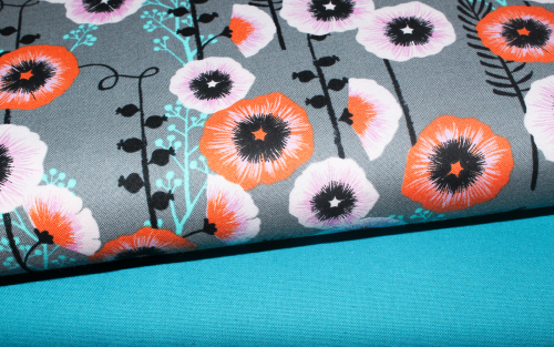 Designerbaumwolle Hollyhocks Grey (10 cm)