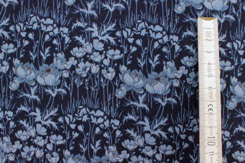 Designerbaumwollstoff Blumenwiese nachtblau  (10 cm)