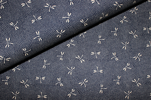japanische Designerbaumwolle Libellen Punkte (10 cm)