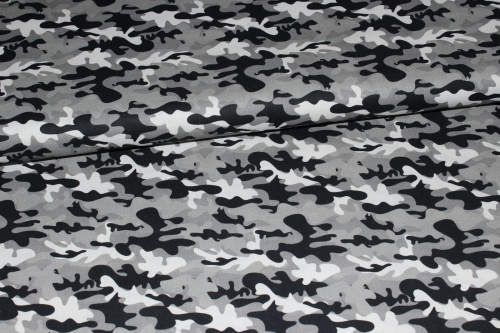 Baumwollstoff Camouflage grau/schwarz/weiß (10 cm)