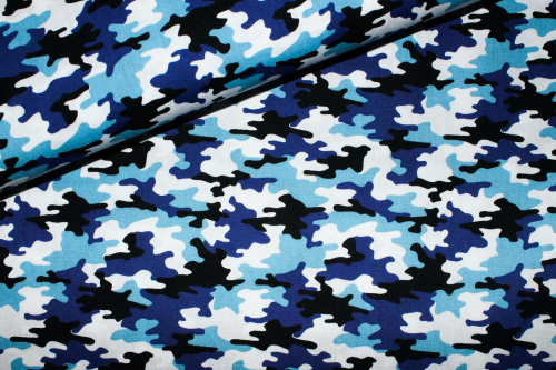 Baumwollstoff Camouflage blau/weiß/schwarz (10 cm)
