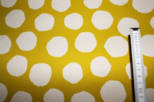 Kokka BaumwollcanvasTreflé Dots vintage dusty yellow/ natur (10 cm)