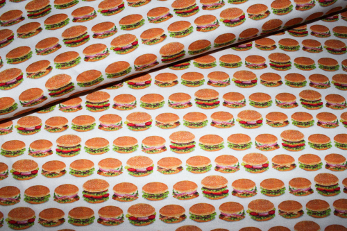 Designerbaumwolle Burger weiß (10 cm)