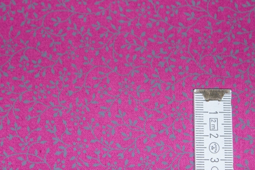 Baumwollstoff Blätterranken pink/grau (10 cm)