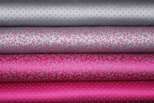Baumwolle Minipunkte pink/grau (10 cm)