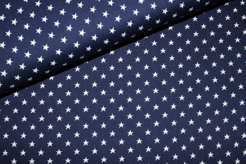 Baumwollstoff Sterne dunkelblau/weiß (10 cm)