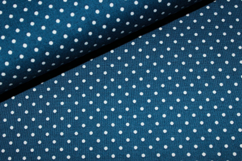 Baumwollstoff Punkte jeansblau/weiß (10 cm)