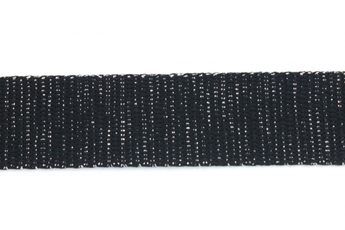 Gurtband Glitzer 30mm schwarz/silber (1 m)
