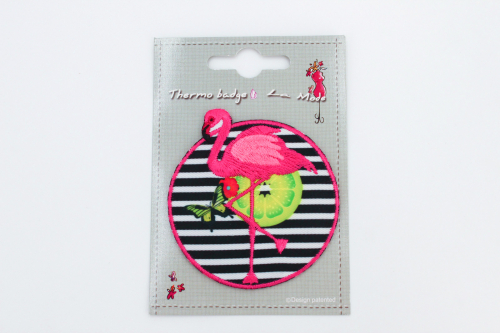 1 Aufnäher Flamingo & Lemon (6,6 cm)