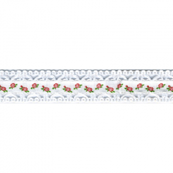 Spitze mit Blumenband weiß (1m)