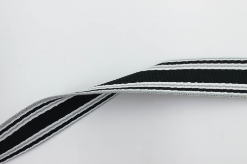 Gurtband Streifen schwarz/weiß/grau 30 mm (1 m)