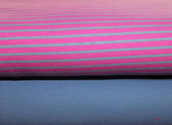 Jersey  gestreift pink/blaugrau (10 cm)