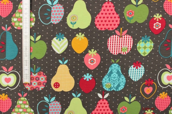 Jersey bunte Früchte grau (10 cm)