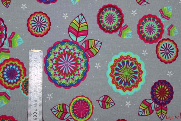 Stretch Jersey Blumenkreise (10 cm)