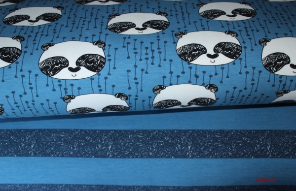 Stretch-Sweat Panda blau (10 cm)