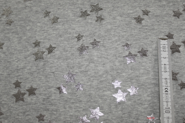Alpenfleece/-sweat grau mit Sternen silber (10 cm)