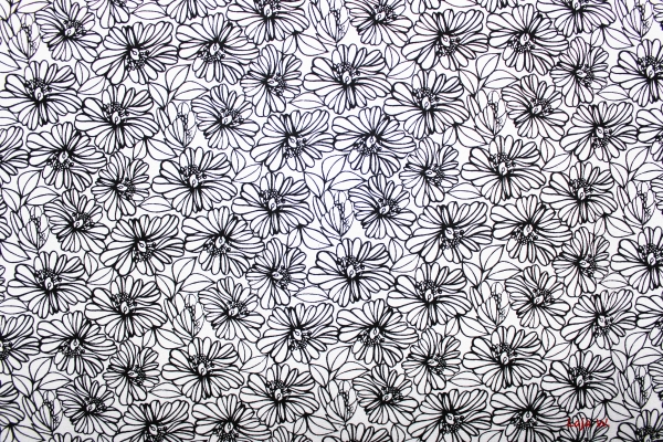 Designerbaumwollstoff grafische Blumen (10 cm)