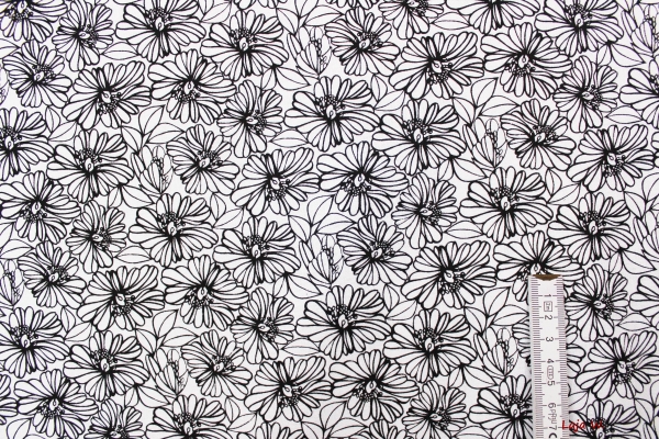 Designerbaumwollstoff grafische Blumen (10 cm)