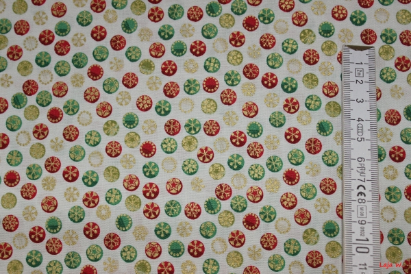 Baumwollstoff 1794 Traditional Metallic Bauble Spot (10 cm)