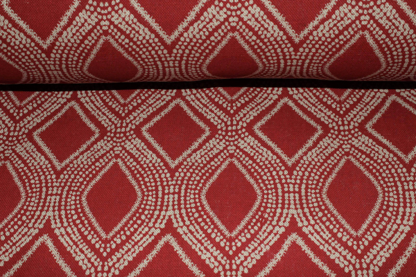 Dekostoff grafisches Muster Leinen Look rot (10 cm)