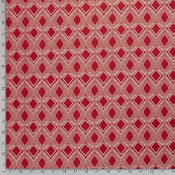 Dekostoff grafisches Muster Leinen Look rot (10 cm)
