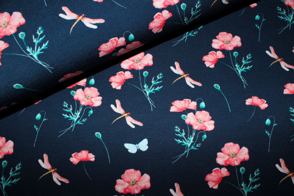 Jersey Mohnblumen nachtblau (10 cm)