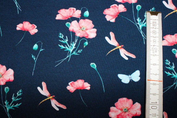 Jersey Mohnblumen nachtblau (10 cm)