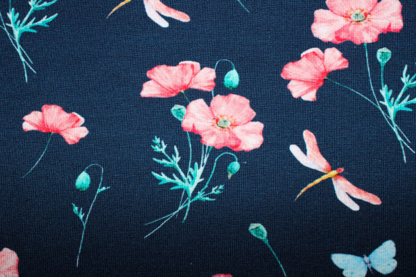 Jersey Mohnblumen nachtblau (10 cm)