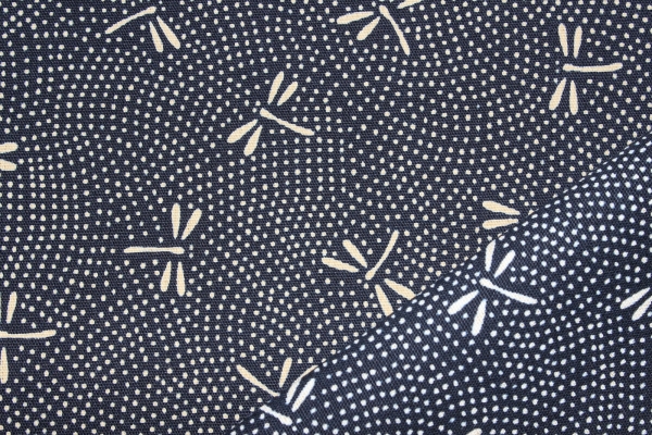 japanische Designerbaumwolle Libellen Punkte (10 cm)
