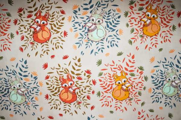 Designer-Baumwollstoff "Foxes in Fall" (10 cm)