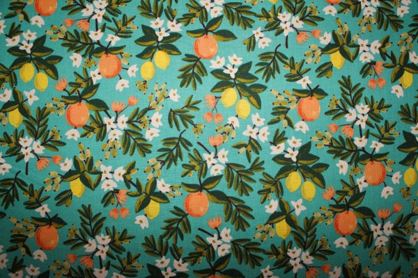 Designer- Baumwollstoff Citrus Floral teal (10 cm)