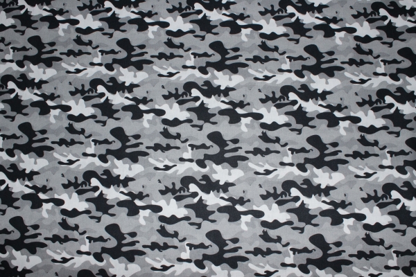 Baumwollstoff Camouflage grau/schwarz/weiß (10 cm)