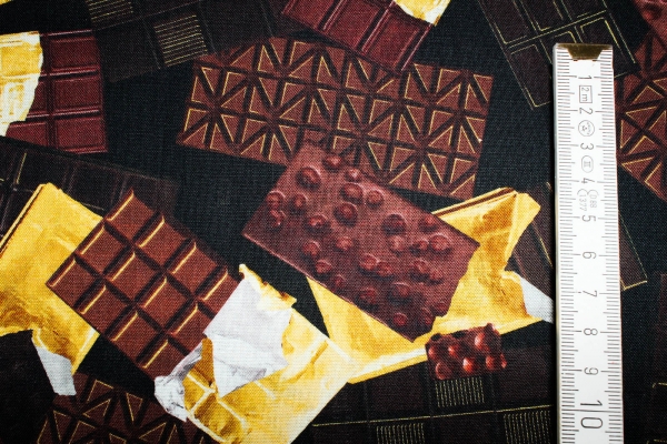 Designerbaumwollstoff 14 Karat Chocolate Black (10 cm)