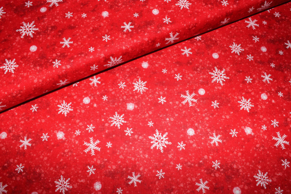 Designer-Baumwollstoff Snow Storm Red (10 cm)