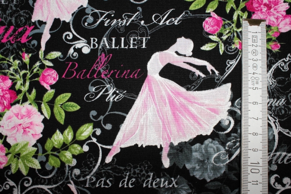 Designer-Baumwollstoff Pearl Ballet Theatre Black (10 cm)