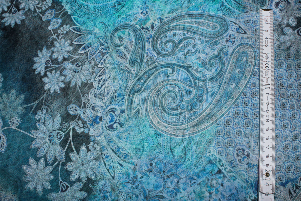 Viskosedruck "Paisley" ocean (10 cm)