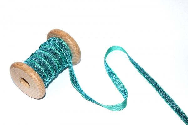 Webband Lurex Glitzer helltürkis (1 m)