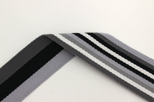 Gurtband Streifen grau/ schwarz/ weiß 40 mm (1 m)