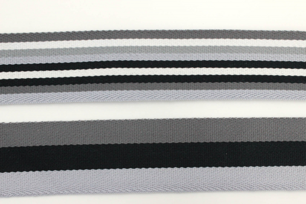 Gurtband Streifen grau/ schwarz/ weiß 40 mm (1 m)