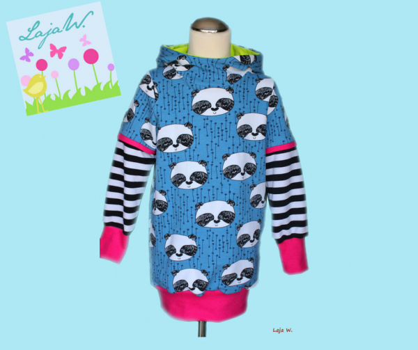 Stretch-Sweat Panda blau (10 cm)